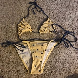 Yellow polka dot billabong bikini set